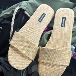 Nine West Beige Slide Sandals